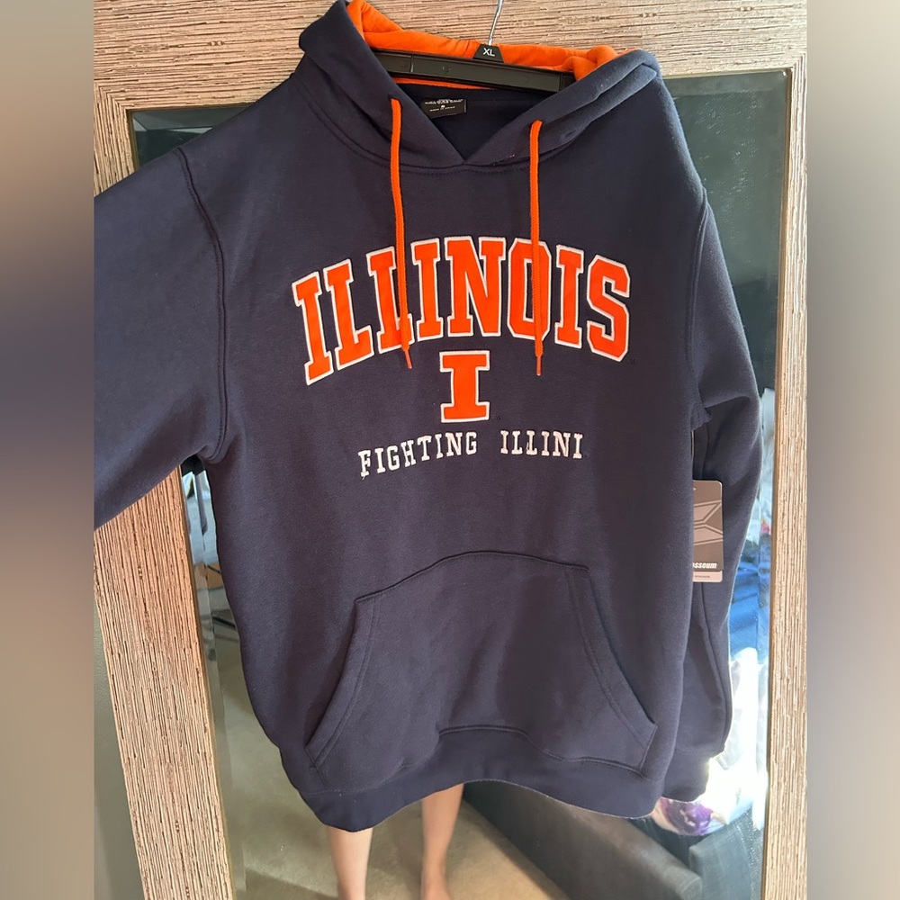 Colosseum Navy and Orange University of Illinois Hoodie